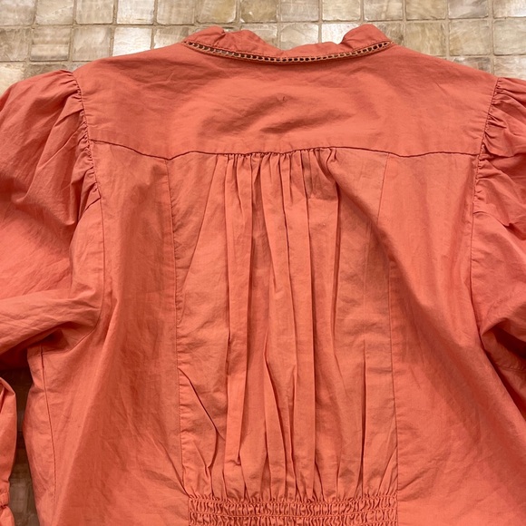 Free People prairie style Button-Front blouse with embroidered detail. Size S/P - Picture 9 of 11